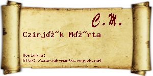 Czirják Márta névjegykártya